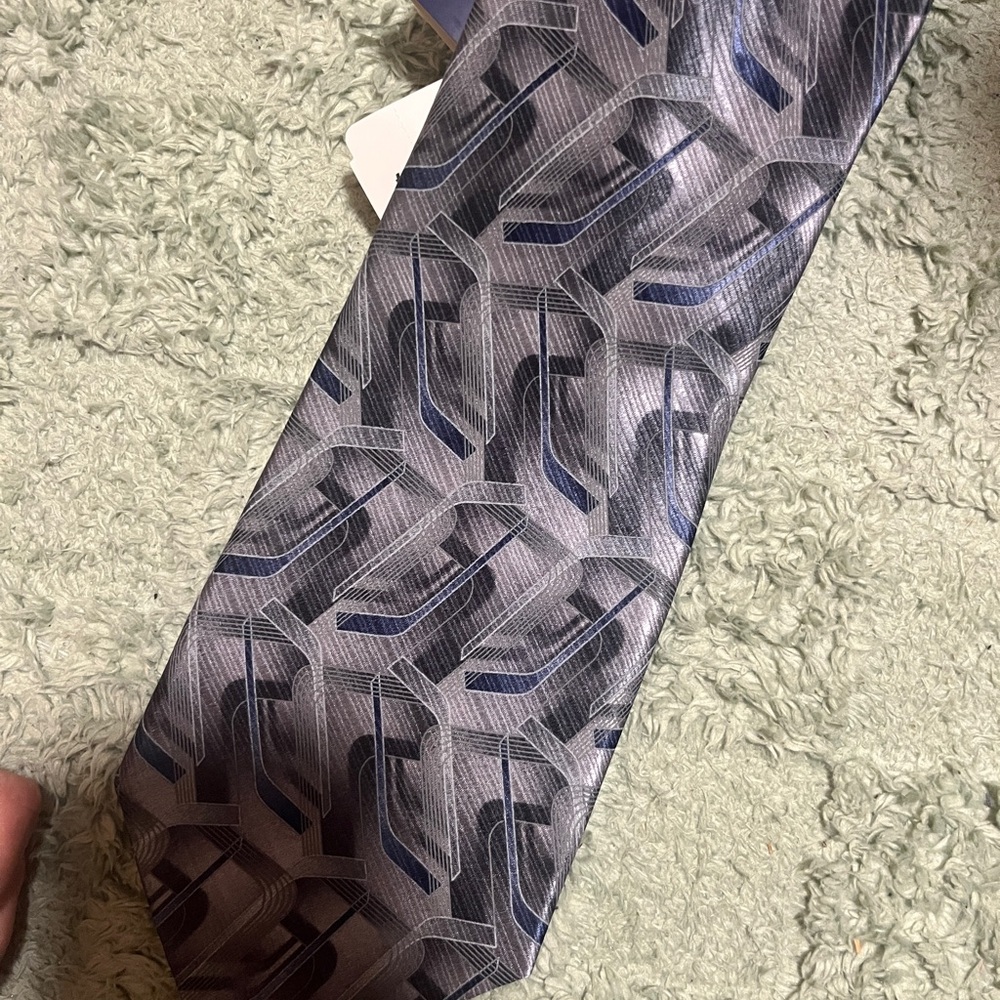 Stafford Men's Geometric Silk Tie in Gray and Navy